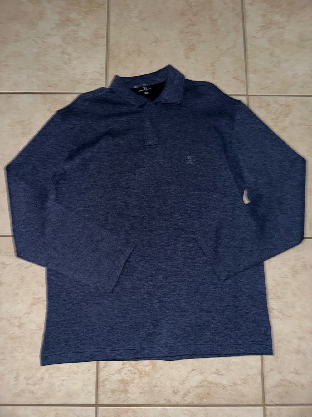 Valentino Sport Long Sleeve Polo Blue Heather Men’s XXL 54 Embroidered Logo